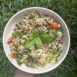 Pesto chicken, lentil and quinoa salad